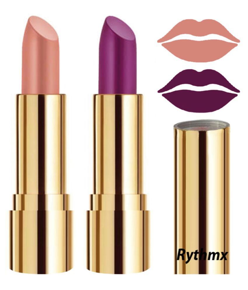     			Rythmx Peach,Purple Matte Creme Lipstick Long Stay on Lips Multi Pack of 2 8 g
