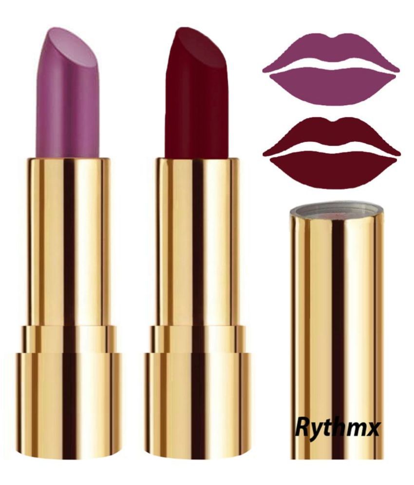     			Rythmx Purple,Maroon Matte Creme Lipstick Long Stay on Lips Multi Pack of 2 8 g