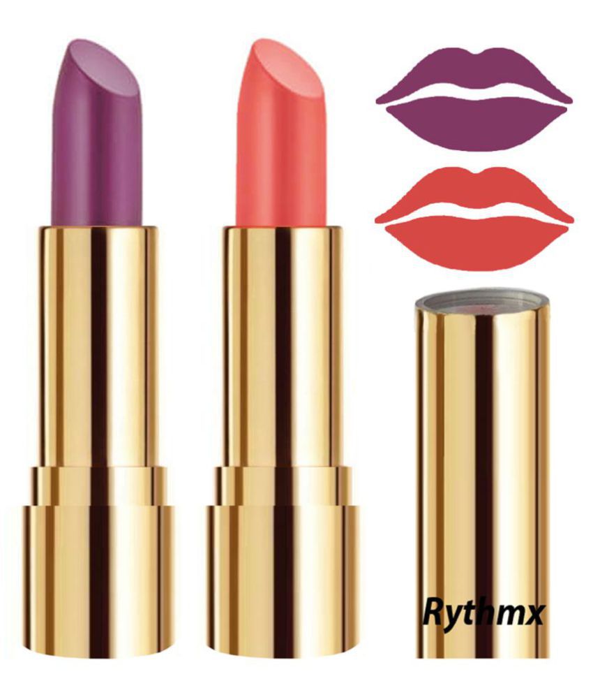     			Rythmx Purple,Peach Matte Creme Lipstick Long Stay on Lips Multi Pack of 2 8 g