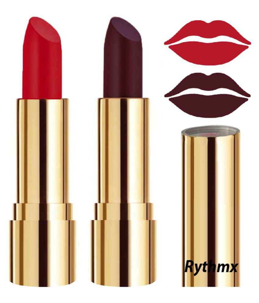    			Rythmx Red,Wine Matte Creme Lipstick Long Stay on Lips Multi Pack of 2 8 g