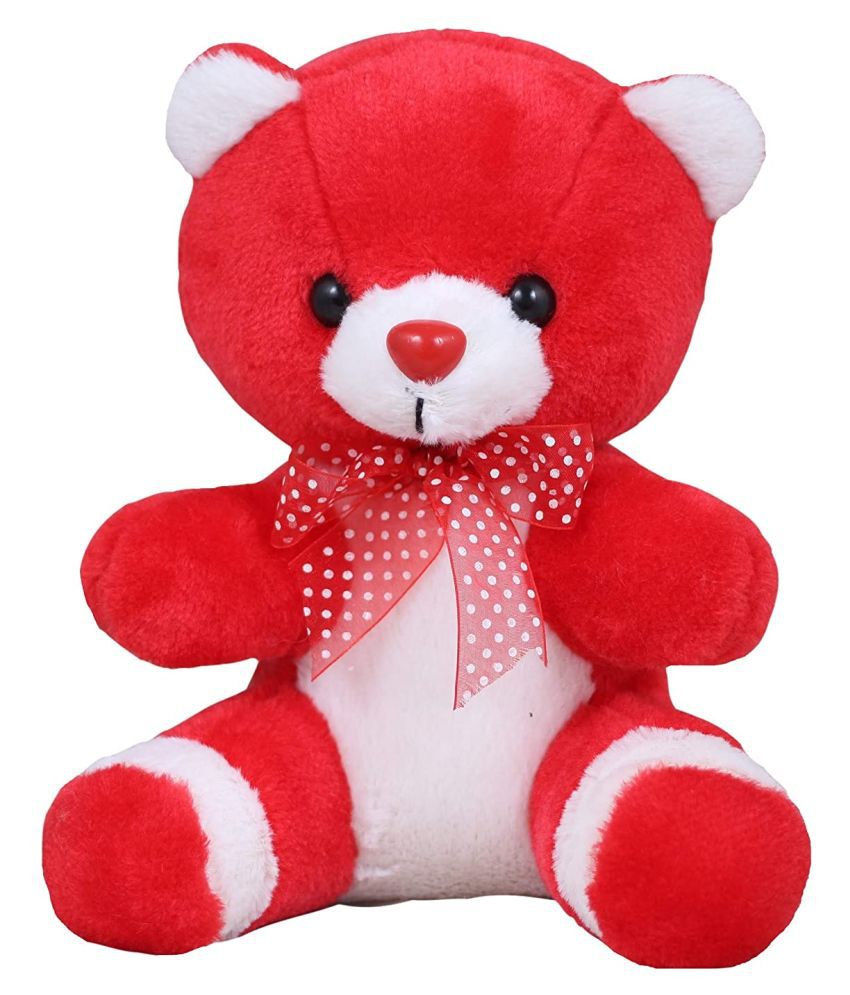     			Tickles Teddy Bear with Polka Dots Ribbon Bow Soft Stuffed Plush Animal Toy for Kids Baby Girls & Boys Birthday Gifts Valentine's Day (Color: Red and White Size: 25 cm)