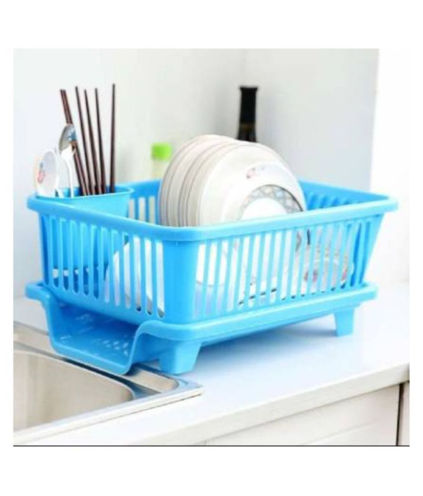 BRANZY Best Quality 3 in 1 Durable Sink Plastic Dish Rack Utensil...