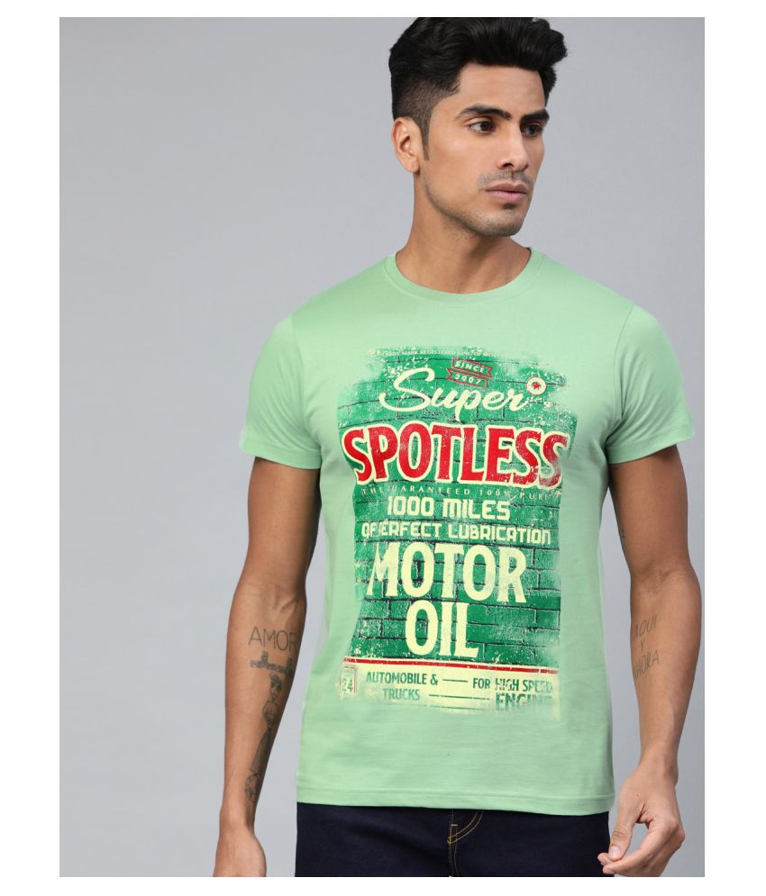     			Conditions Apply Cotton Green Printed T-Shirt