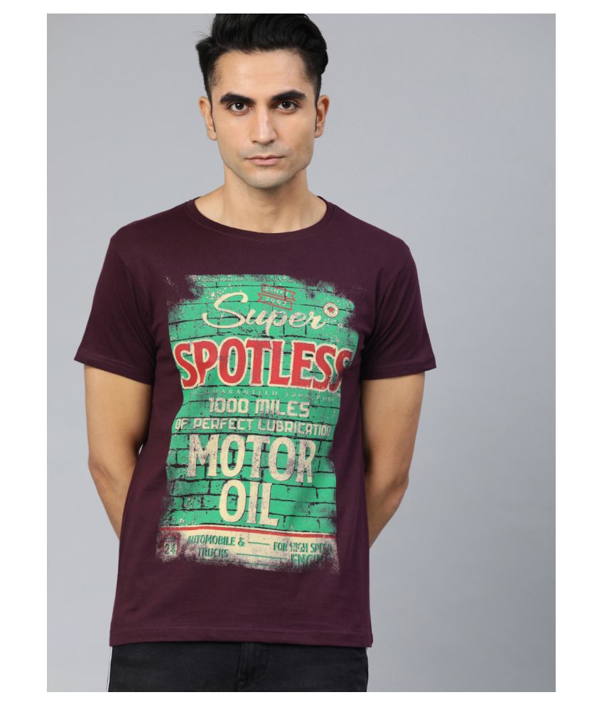     			Conditions Apply Cotton Maroon Printed T-Shirt