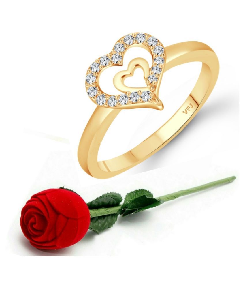    			Vighnaharta  Glory Charming Heart Rhodium Plated (CZ)  Ring with Scented Velvet Rose Ring Box for women and girls and your Valentine. [VFJ1605SCENT- ROSE-G16 ]