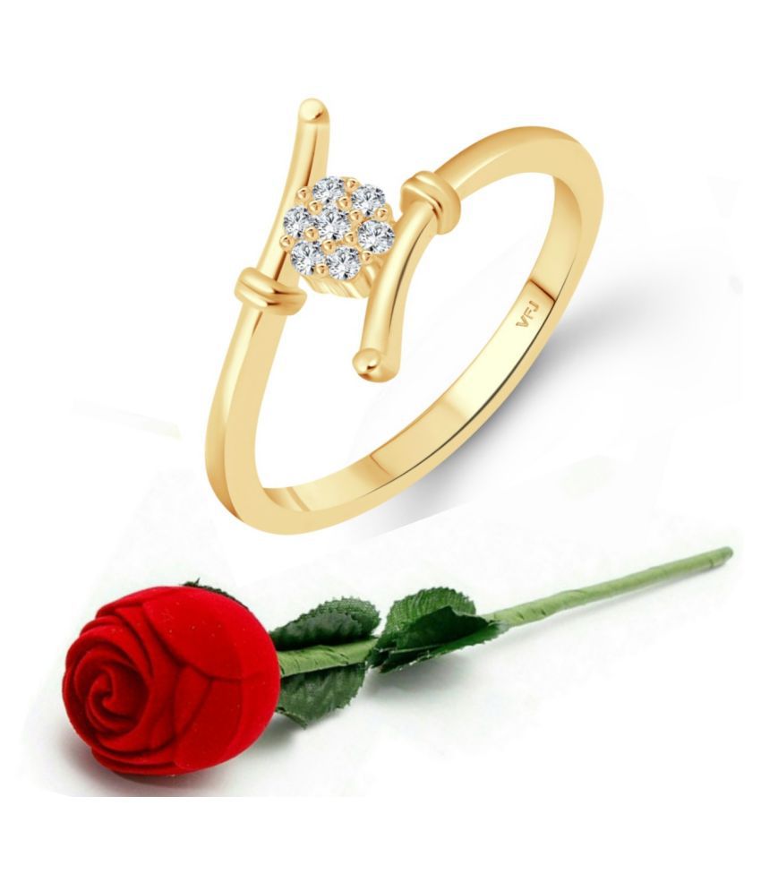     			Vighnaharta Jewellery Stylish Silver Plated  Crystal Ring with Scented Velvet Rose Ring Box for women and girls and your Valentine. [VFJ1606SCENT- ROSE-G10 ]