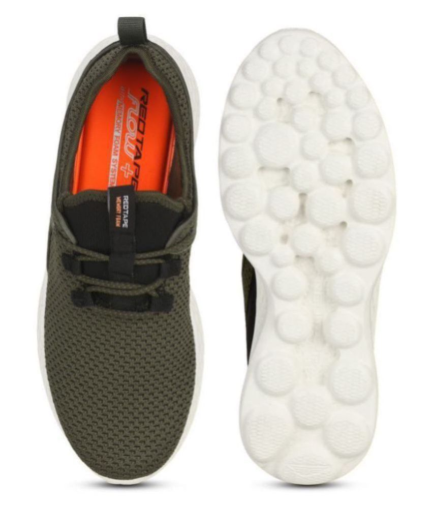 red tape men olive green mesh walking shoes