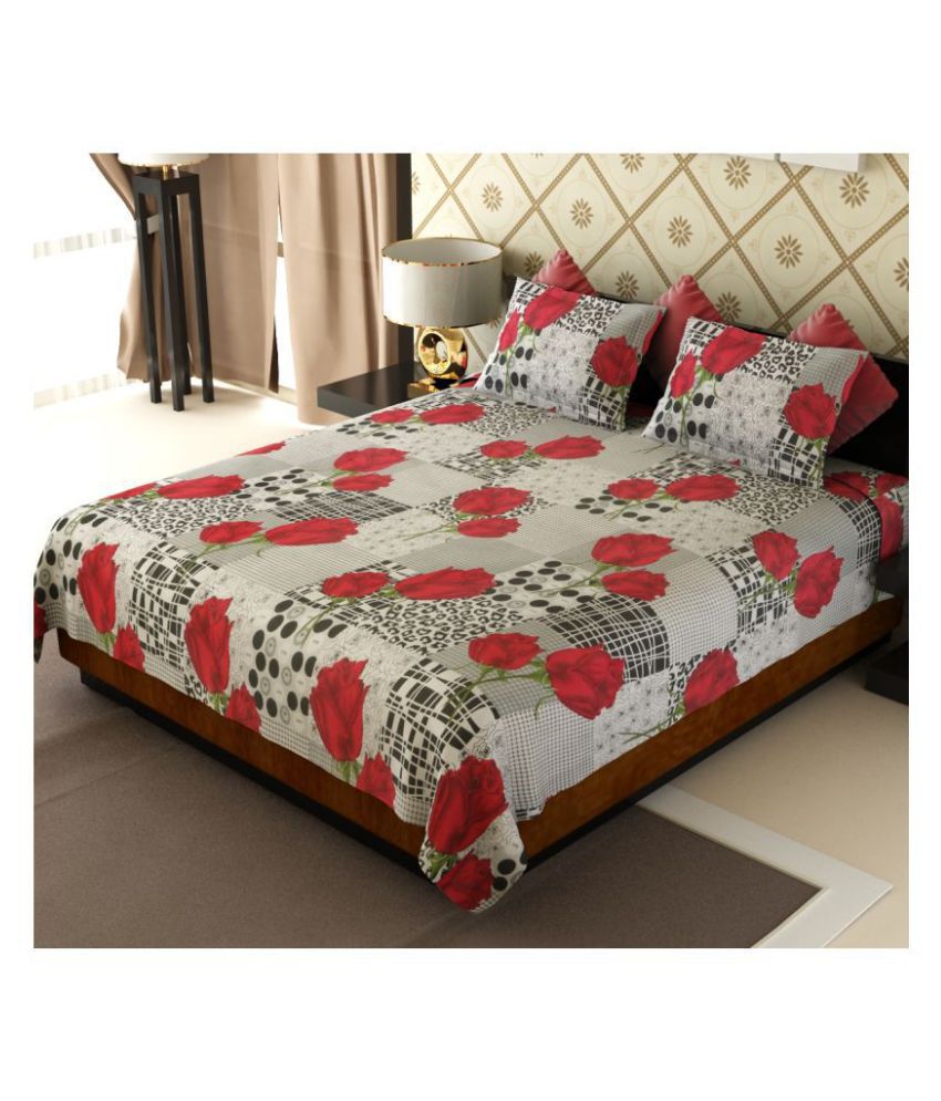     			Home Candy Poly Cotton Double Bedsheet with 2 Pillow Covers ( 230 cm x 220 cm )