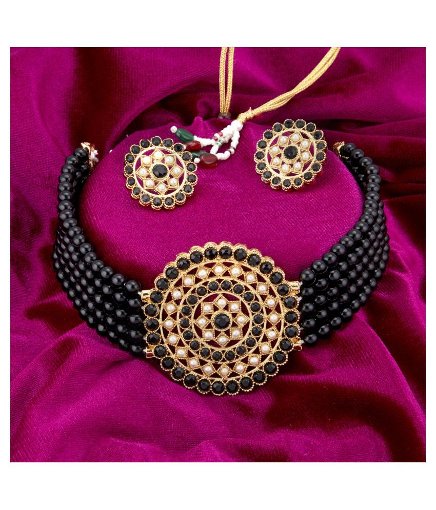     			Sukkhi Alloy Black Traditional Necklaces Set Choker