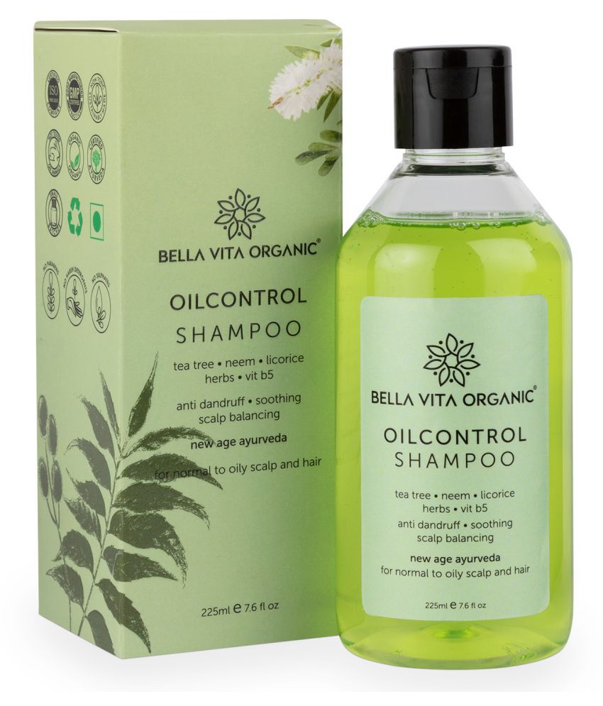 Bella Vita Organic Oil Control Shampoo for Oily Hair and Scalp Anti Dandruff - 225ml Sulphate and Paraben Free