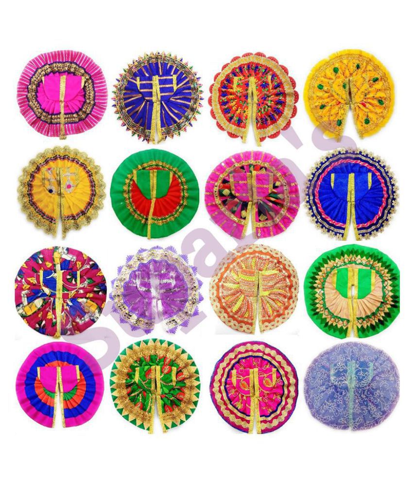 Generic (pack of 16) Laddu Gopal Dress Set for God Krishna (Ladoo Gopal Poshak) Mix Colors (Size: 0 no; Qty: 5)