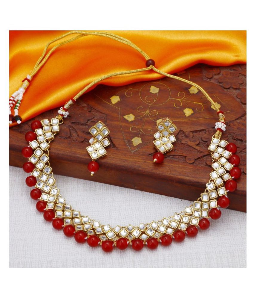     			Sukkhi Alloy Maroon Traditional Necklaces Set Choker