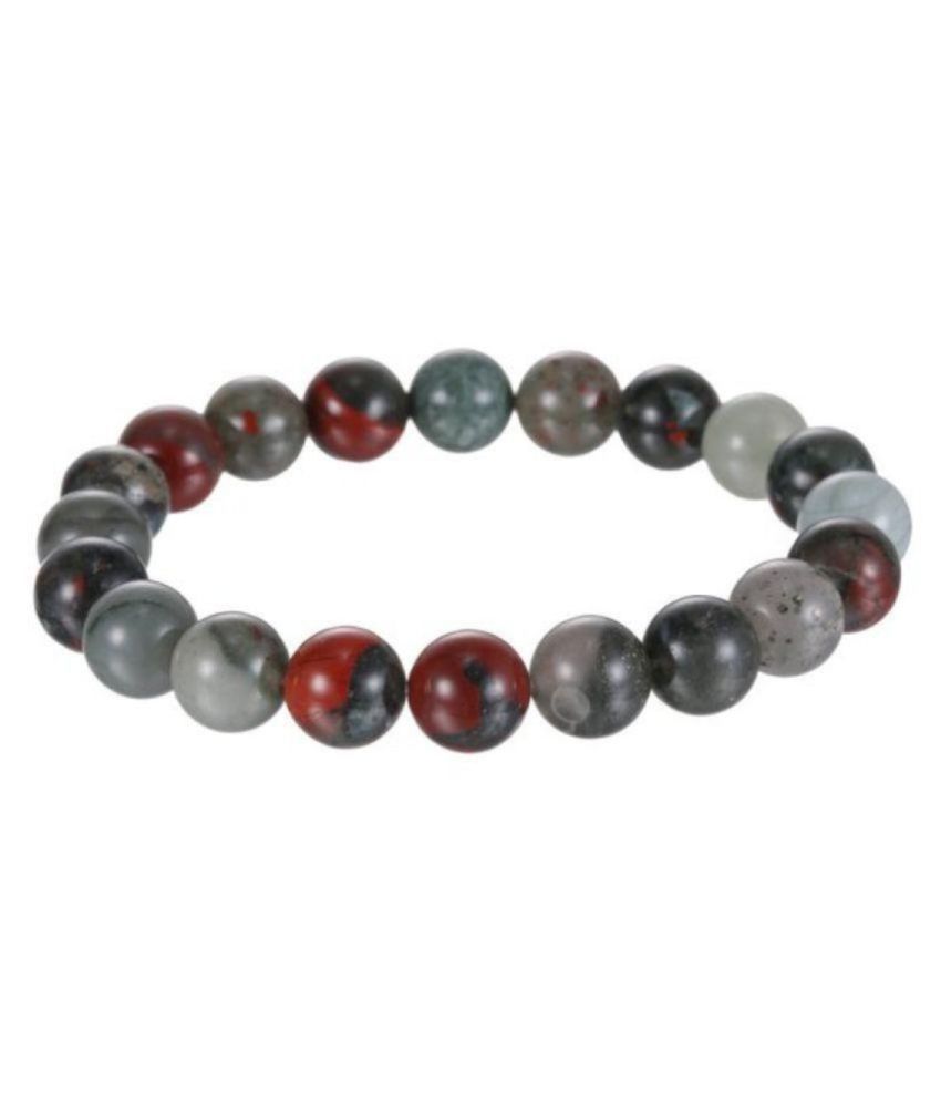     			8mm Grey and Red Africa Bloodstone Natural Agate Stone Bracelet