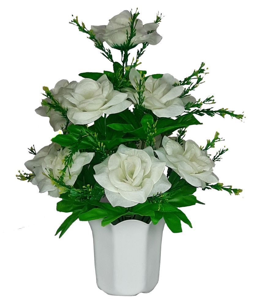     			CHAUDHARY FLOWER Rose White Flowers With Pot - Pack of 1