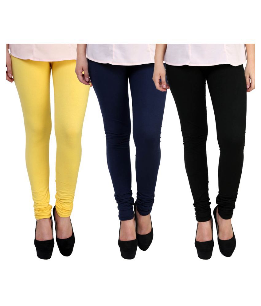     			FnMe - Yellow Cotton Women's Leggings ( Pack of 3 )