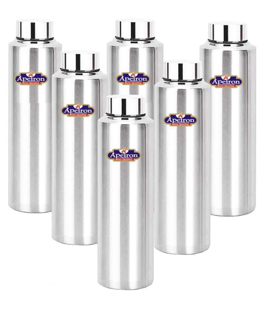     			APEIRON Matt Fridge Bottle pk 6 Silver 1000 mL Stainless Steel Fridge Bottle set of 6
