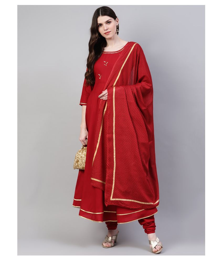     			Stylum Maroon Rayon Pleated Kurti