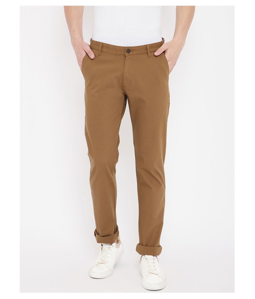     			Duke Khaki Slim -Fit Flat Trousers