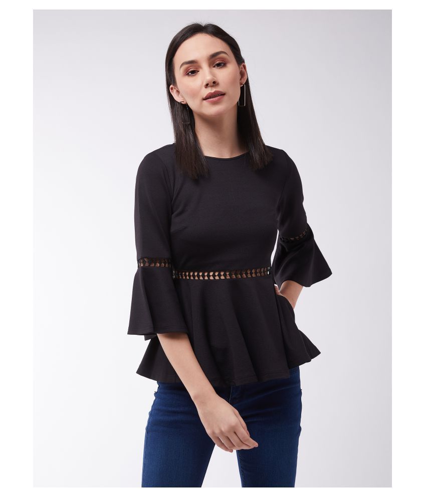     			Miss Chase Polyester Peplum Tops - Black