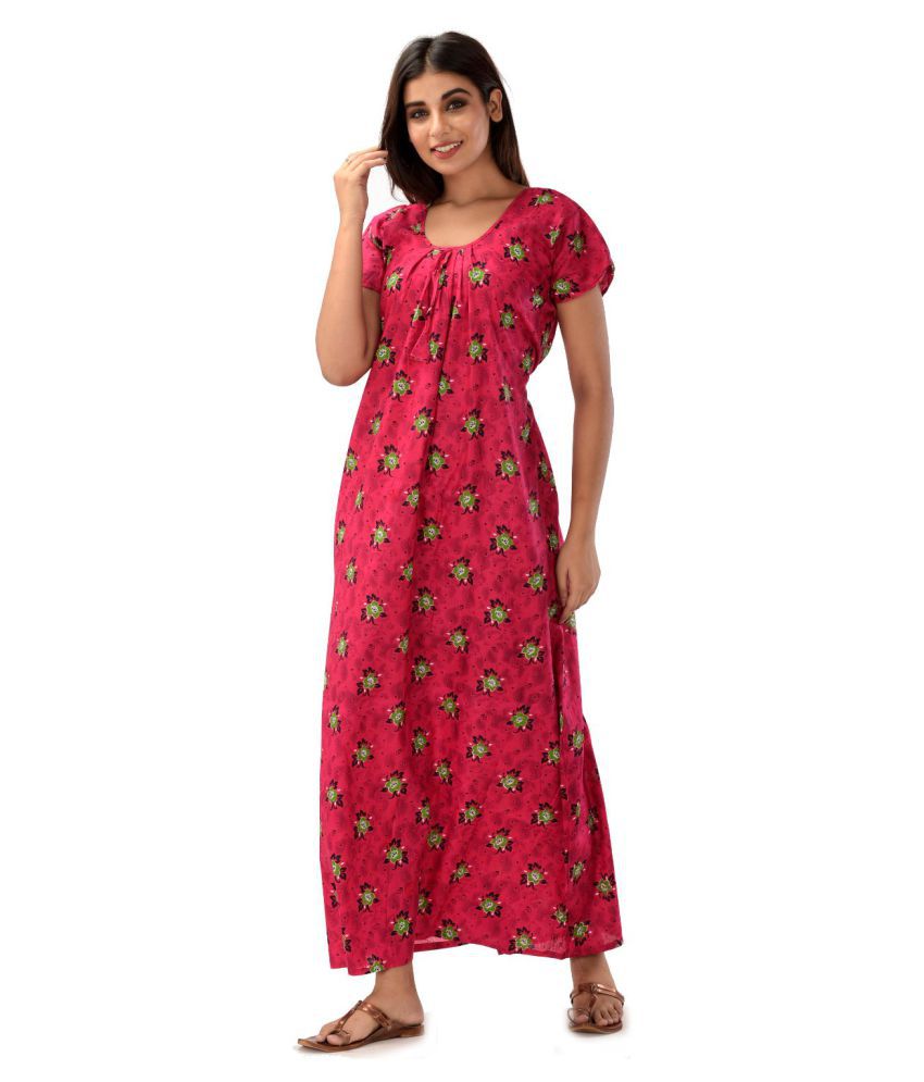     			Raj Cotton Nighty & Night Gowns - Pink