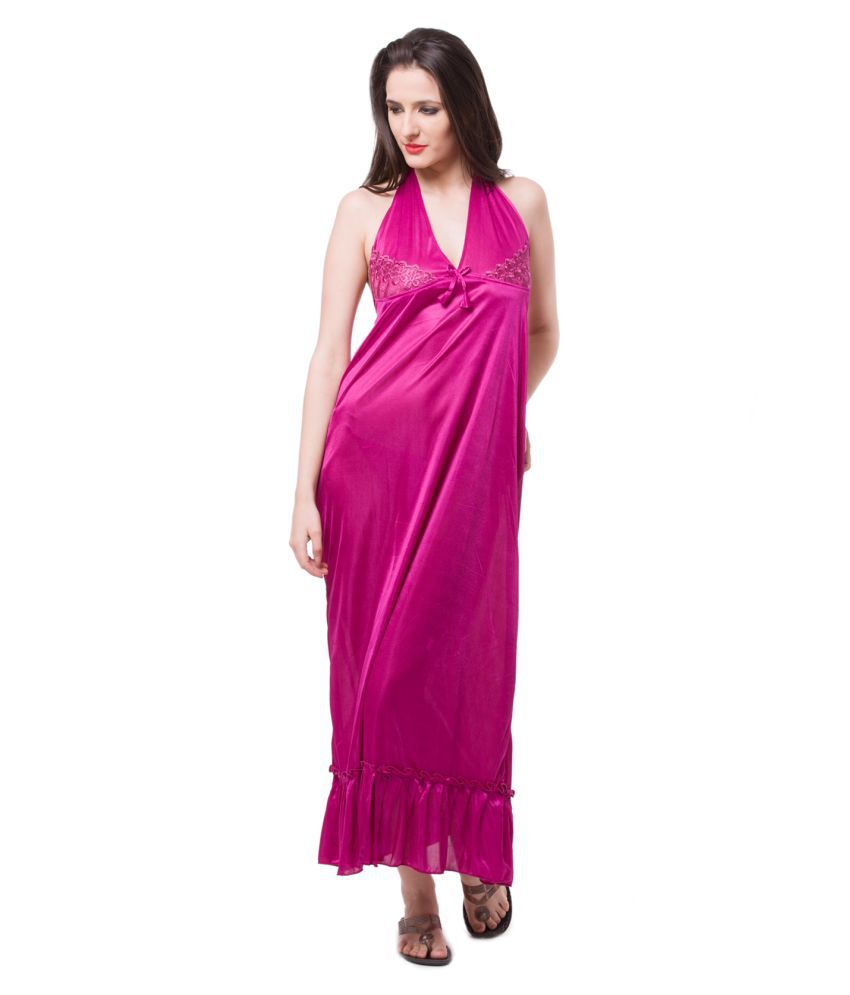     			Fasense Satin Night Dress - Pink