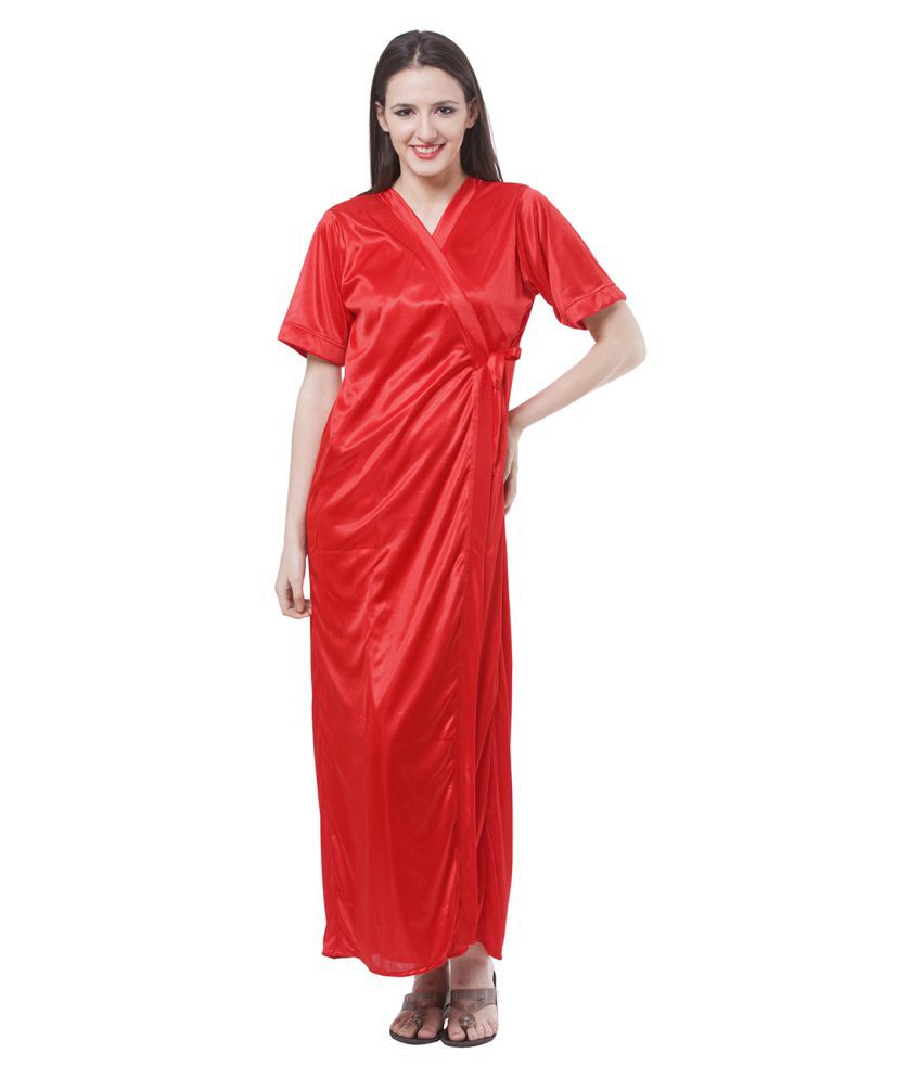     			Fasense Satin Robes - Red