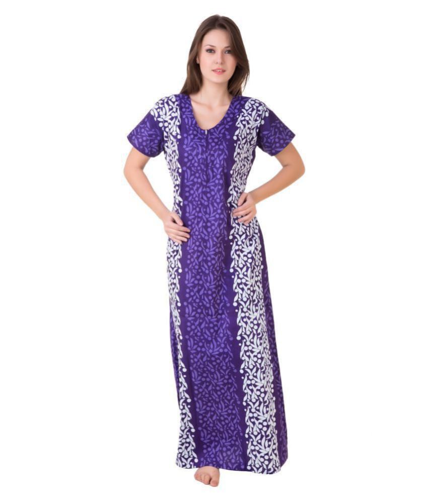     			Masha Cotton Nighty & Night Gowns - Purple