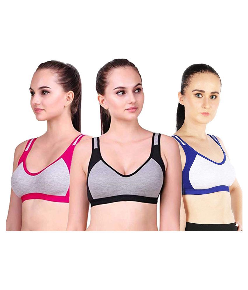     			ComfyStyle Pack of 3 Cotton Lycra Non Padded Women's T-Shirt Bra ( Multi Color )