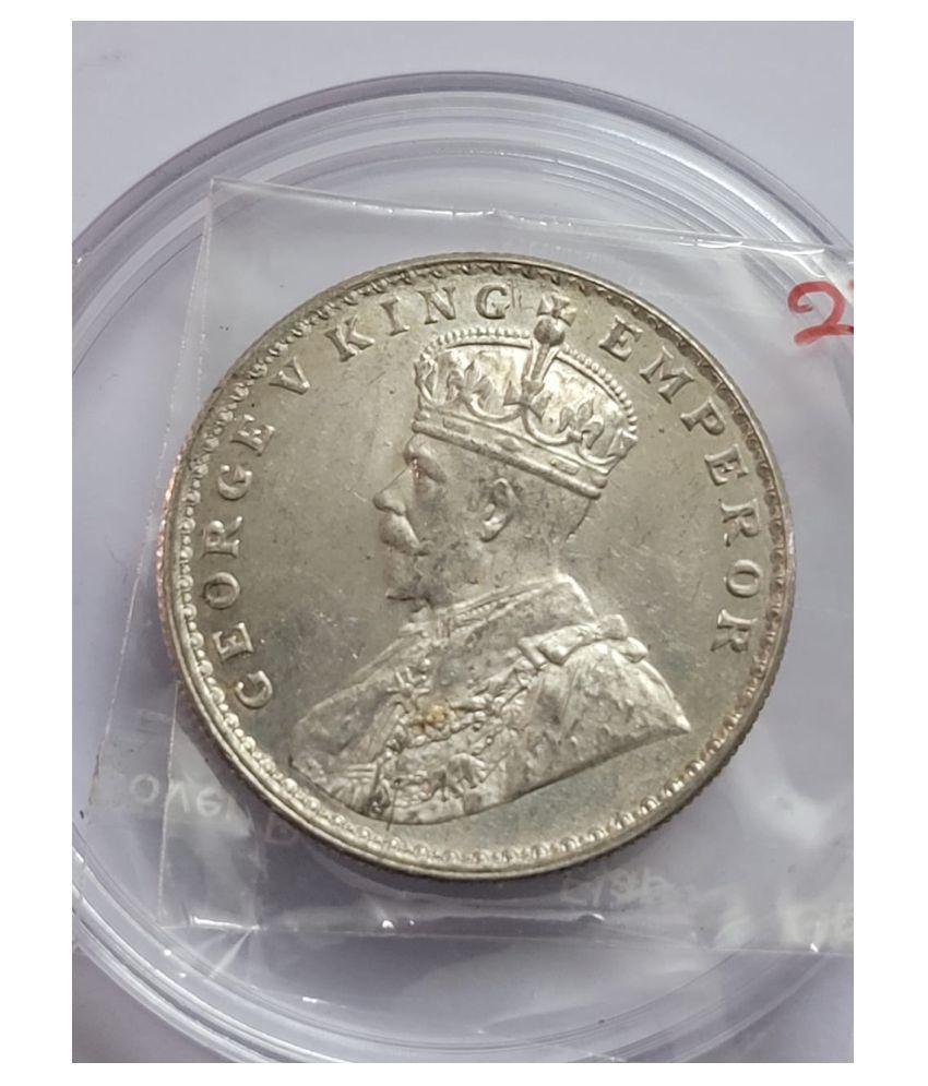     			George V One Rupee 1919 Silver Coin UNC