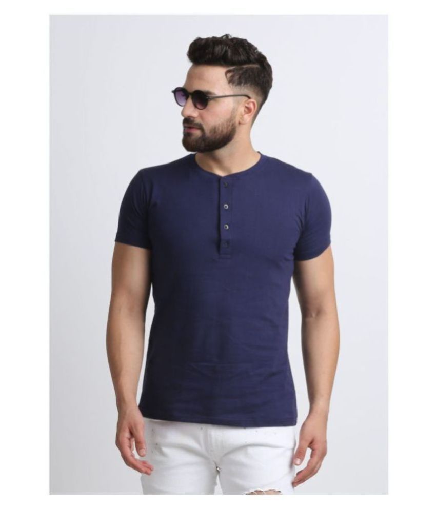     			Leotude - Navy Cotton Blend Regular Fit Men's T-Shirt ( Pack of 1 )