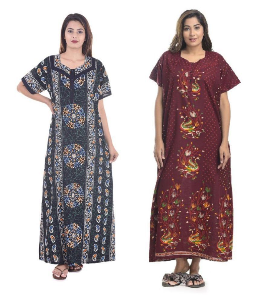     			Raj Cotton Nighty & Night Gowns - Multi Color