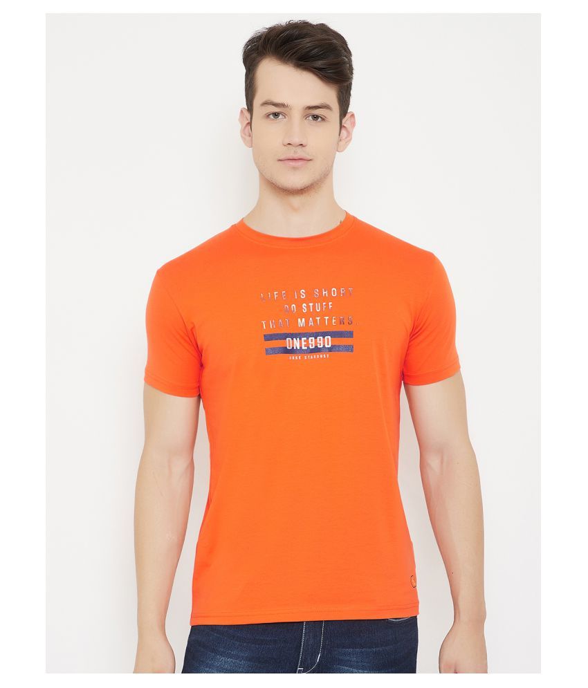     			Duke - Orange Cotton Blend Slim Fit  Men's T-Shirt ( Pack of 1 )