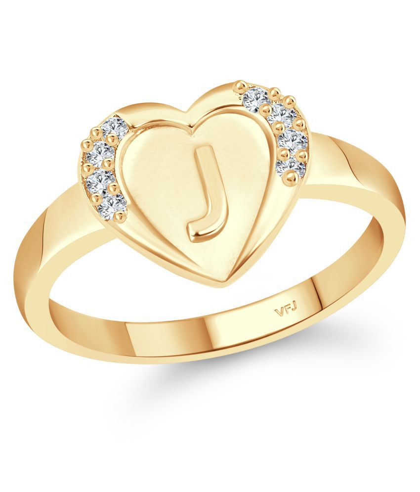     			Vighnaharta cz alloy Gold plated Valentine collection Initial '' J '' Letter in heart ring alphabet collection for women and Girls