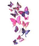 Idream Double Layer Purple Butterfly Magnet Nature 3D Sticker ( 12 x 9 cms )