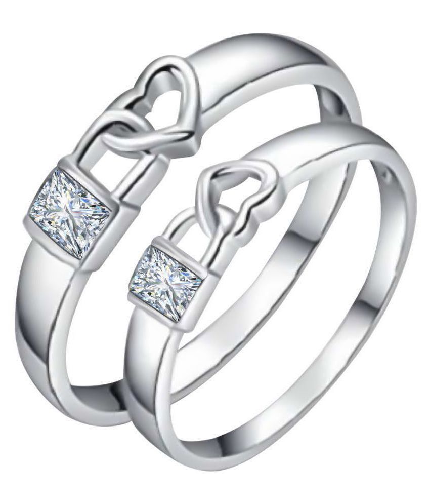     			Silver Shine - Silver Couple Ring (Pack of 2)