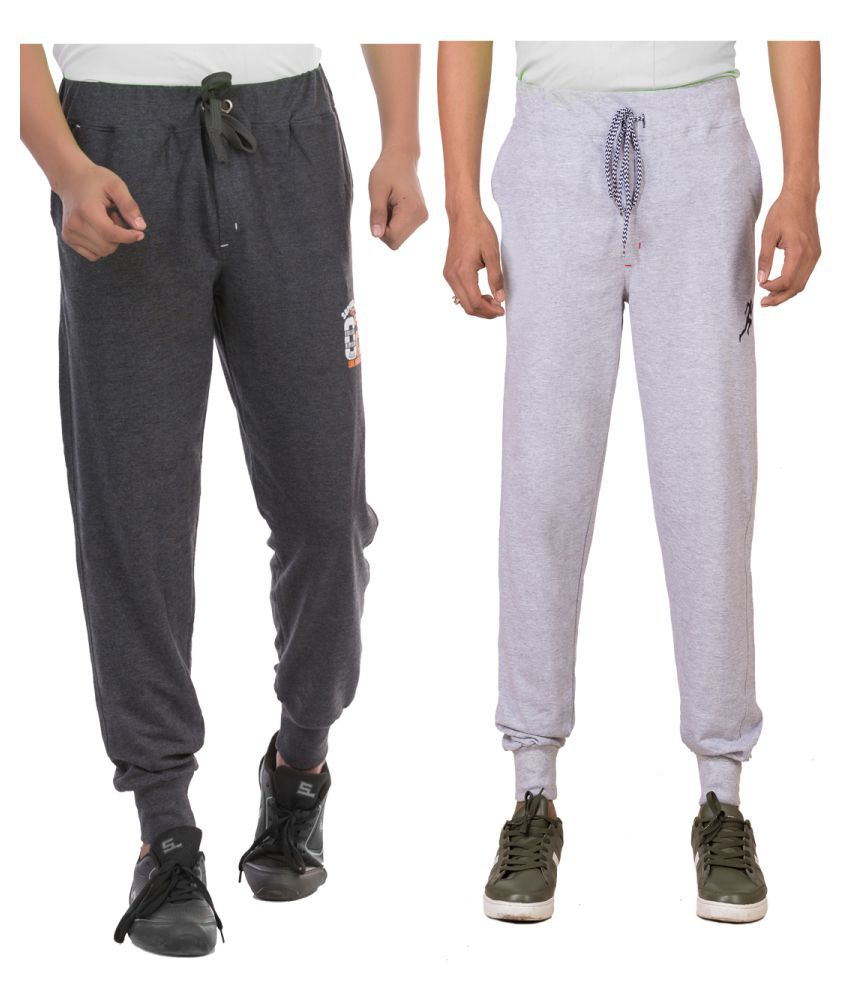     			Todd N Teen Grey Cotton Joggers Pack of 2