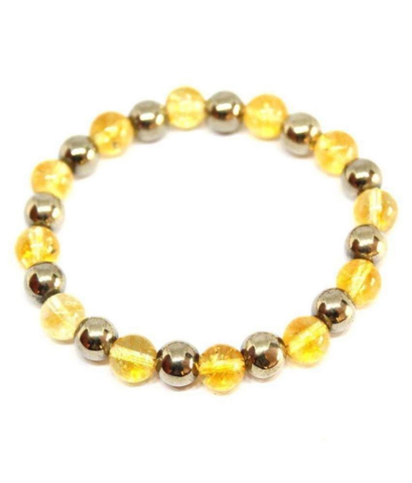     			8 mm Yellow Citrine and Golden Pyrite Natural Agate Stone Bracelet