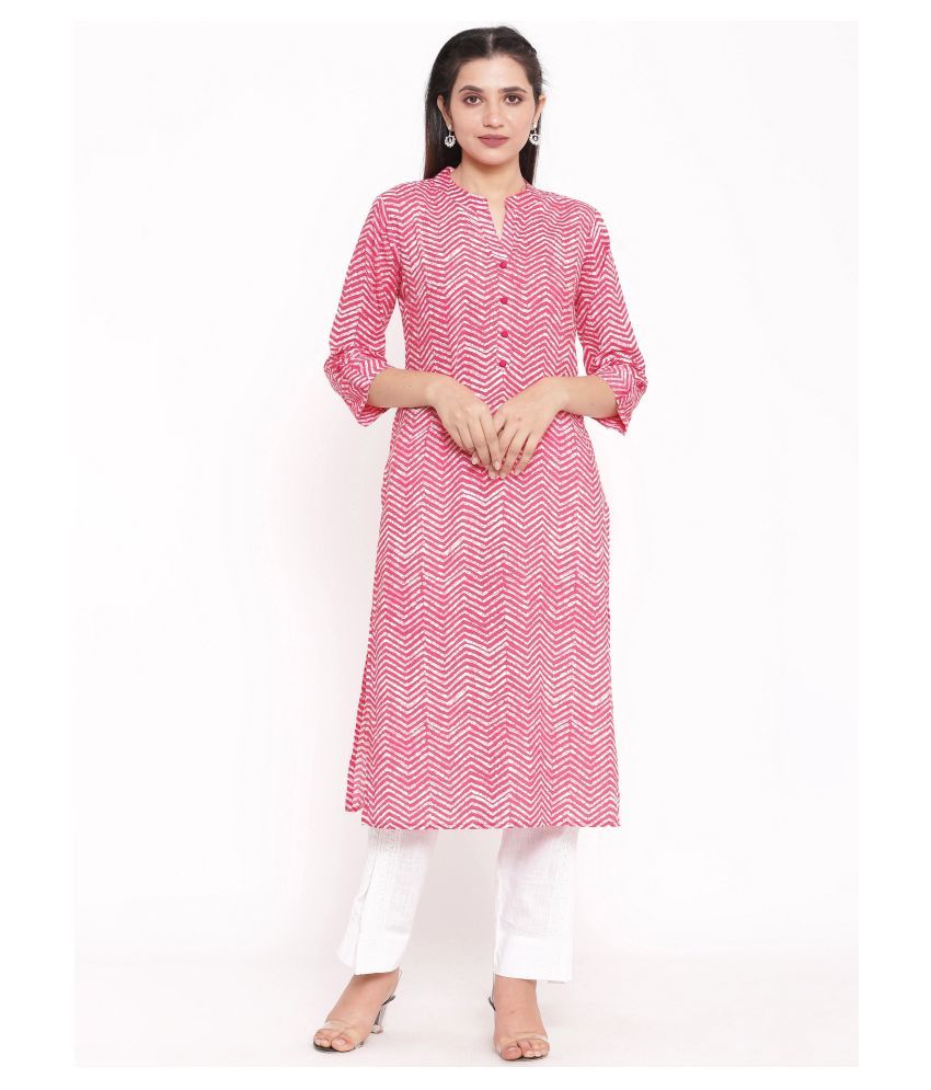     			FabbibaPrints Cotton Kurti With Pants - Stitched Suit