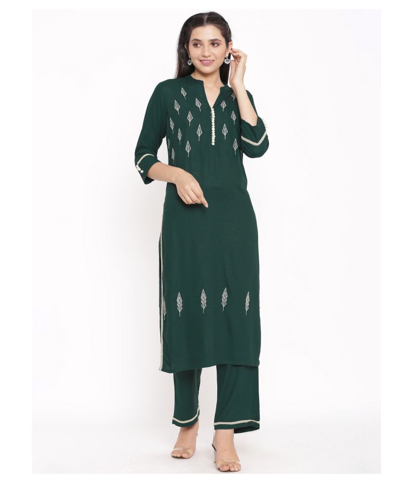     			FabbibaPrints Rayon Kurti With Palazzo - Stitched Suit