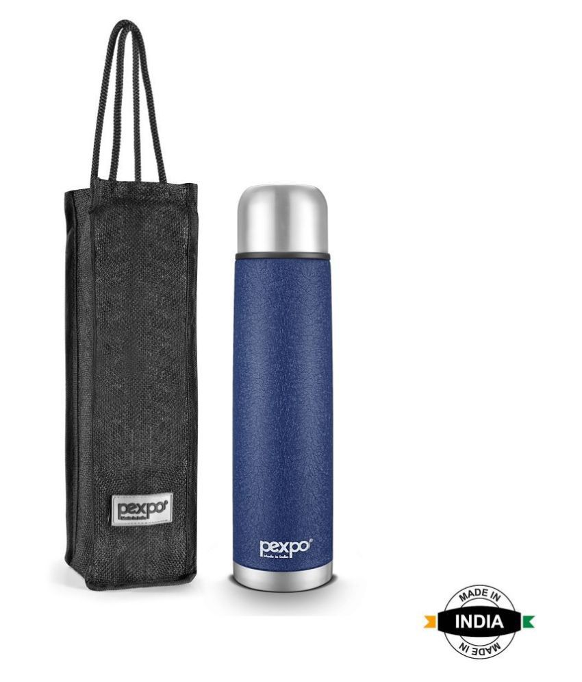     			Pexpo 1000ml 24 Hrs Hot and Cold Flask with Jute-bag, Flamingo Vacuum insulated Bottle (Pack of 1, Blue)