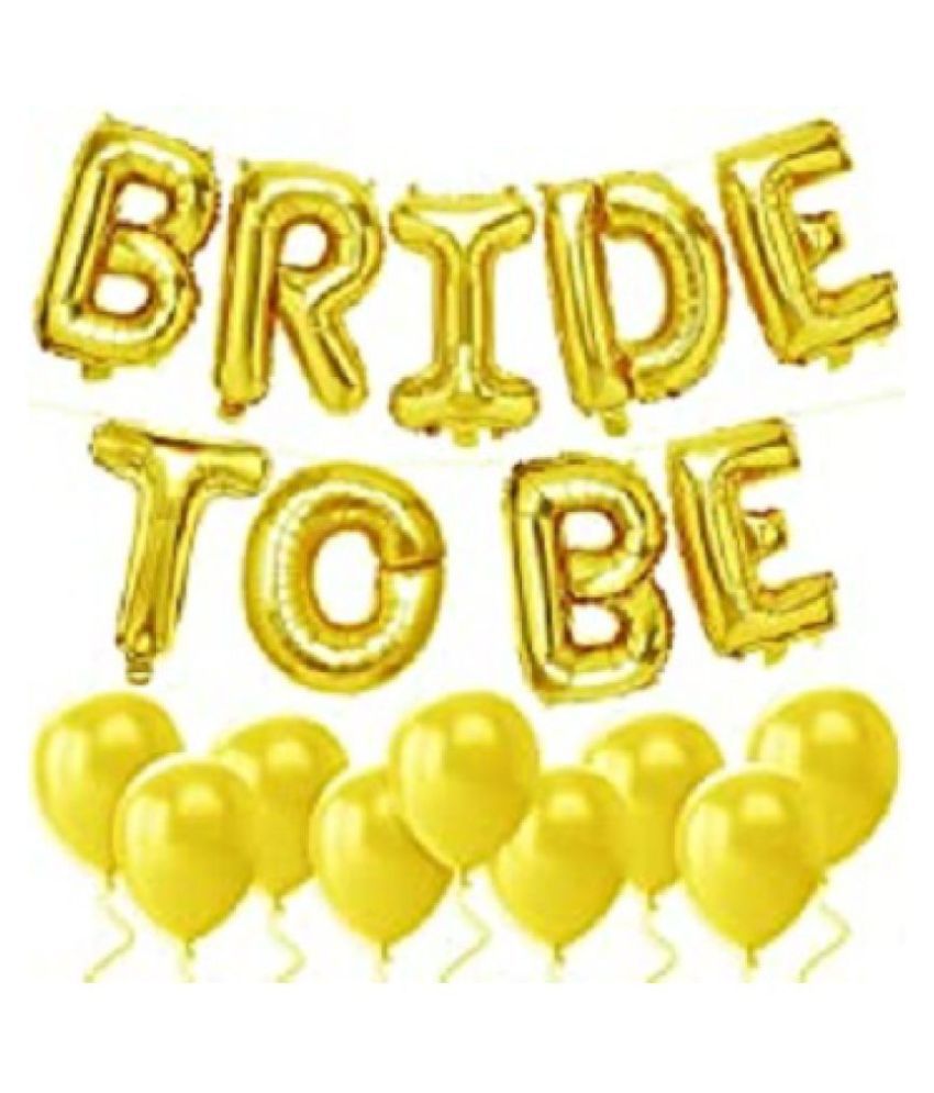     			GNGS Solid BRIDE TO BE Letters Foil Banner + Pack of 50 Decoration Balloons (Gold)