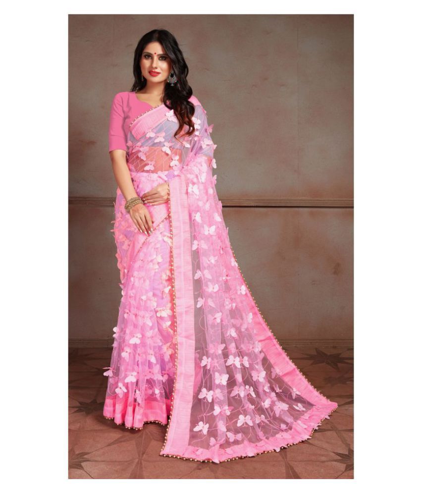     			Darshita International Pink Net Saree