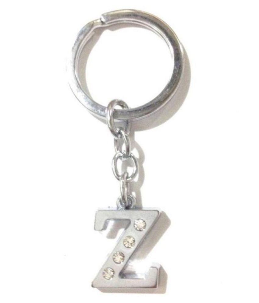     			Americ Style Alphabet Z Chrome Metal Finish Keyring Key Chain  (Silver)