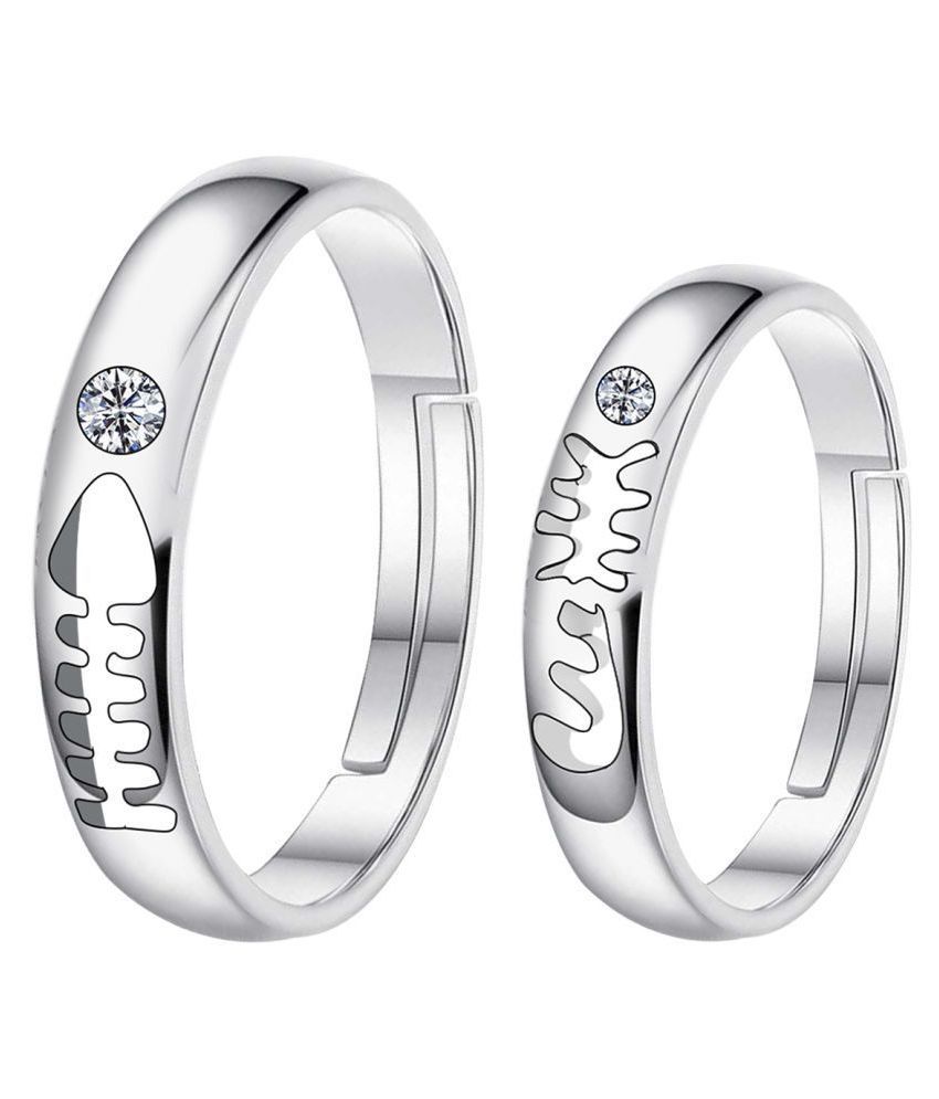     			Paola Adjustable Couple Rings Set for lovers Silverplated Fashion Solitaire  couple ring For Men And Women Jewellery