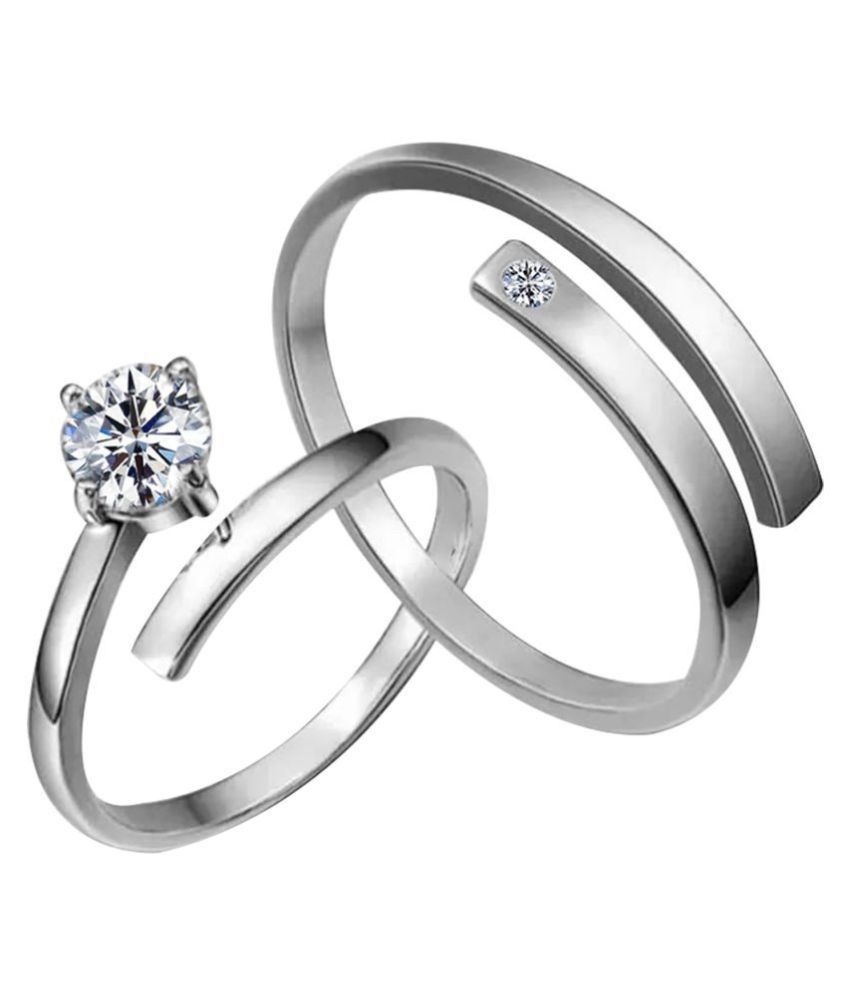     			Paola  Adjustable Couple Rings Set for lovers Silver plated Amazing Solitaire His and Her couple ring For Men And Women Jewellery