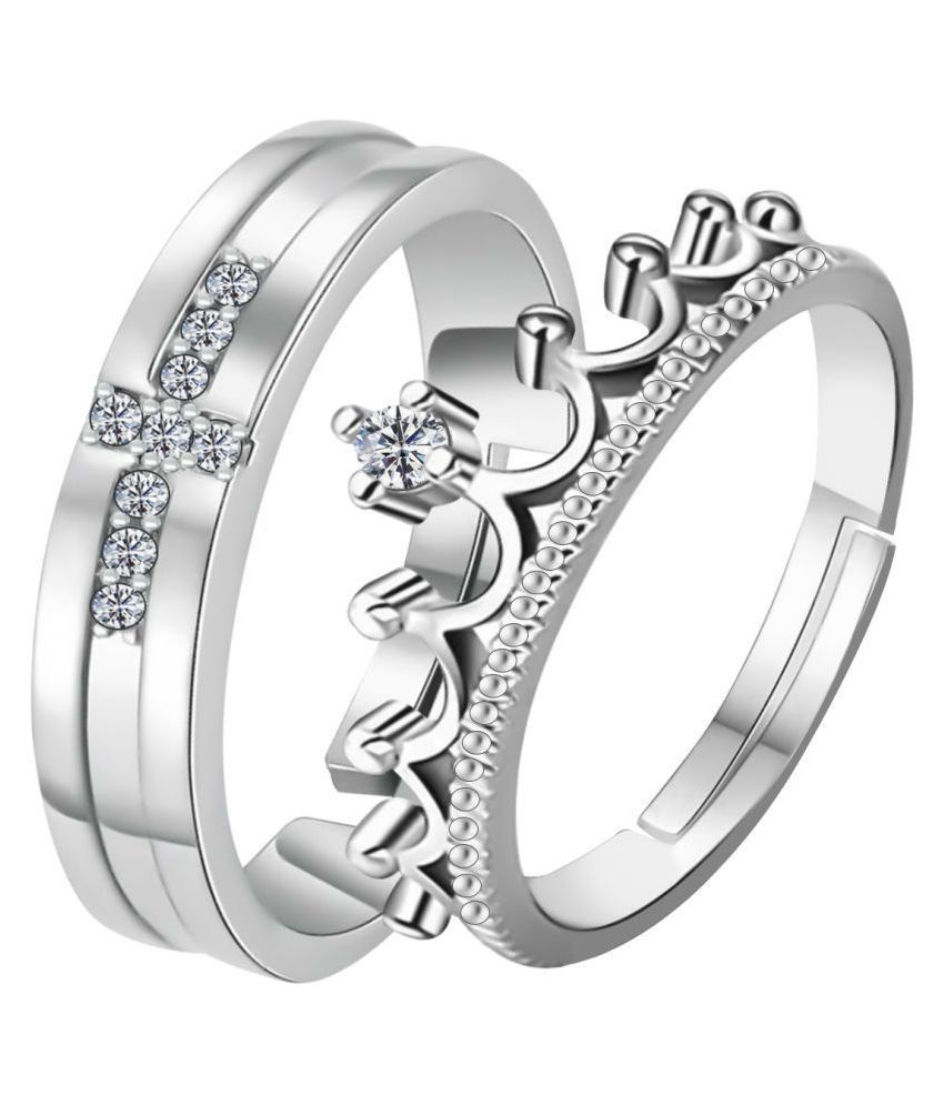     			Paola Adjustable Couple Rings Set for lovers Silverplated  Exclusive couple ring For Men And Women Jewellery