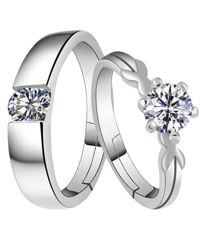     			Silverplated mesmarising Solitaire His and Her Adjustable proposal couple ring For Men And Women Jewellery