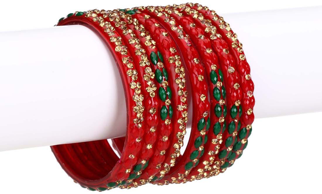     			Somil Designer Set Of Bangle For Party And Daily Use, Glass, Ornamented-DK96