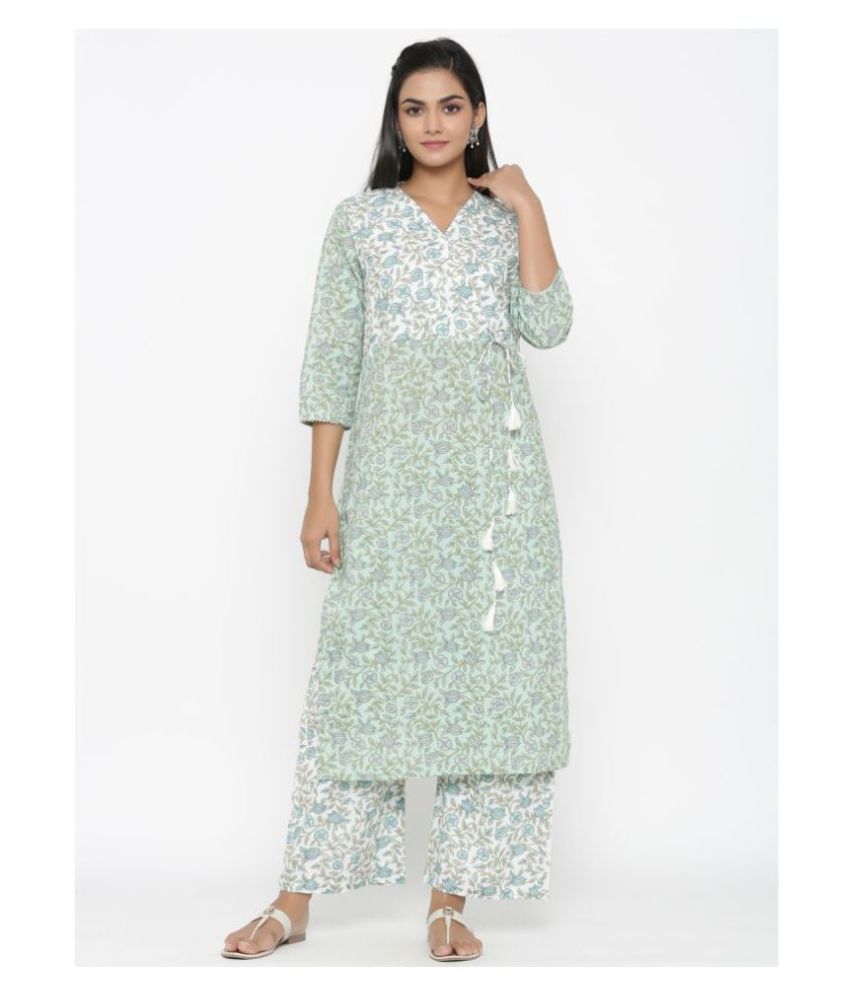     			miravan Cotton Kurti With Palazzo - Stitched Suit