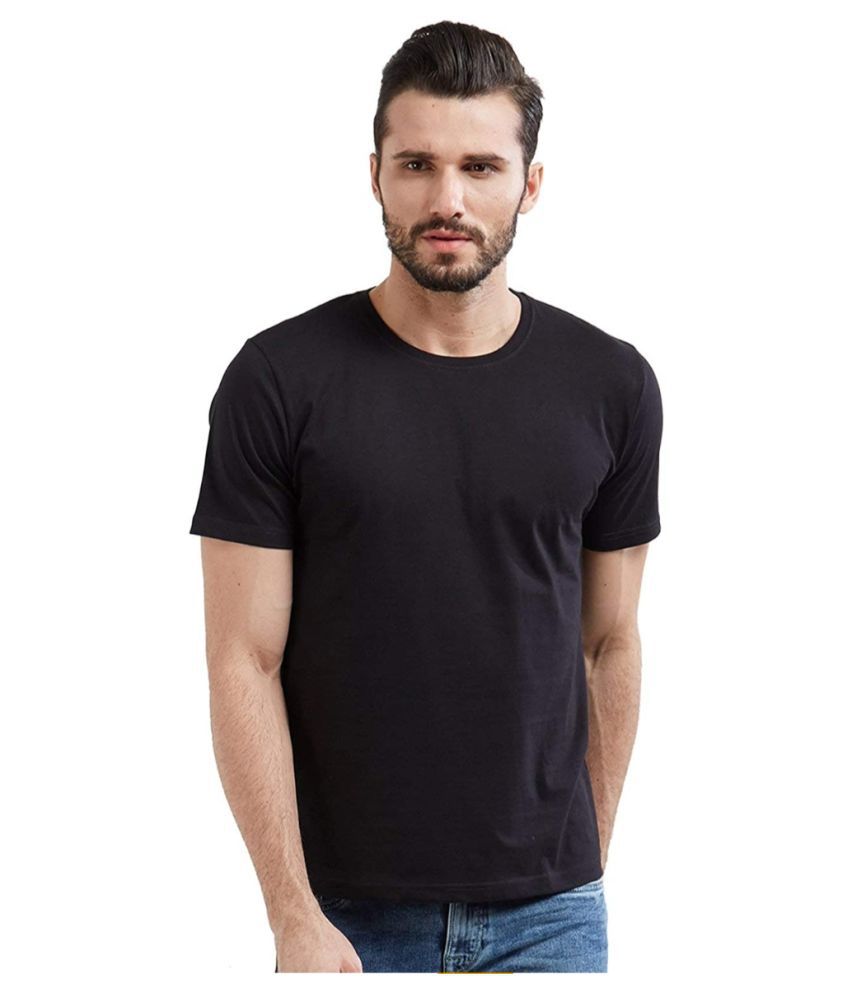     			Glito Cotton Blend Black Solids T-Shirt